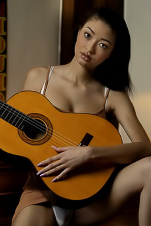 Scarlett Bloom - Sexy, petite Asian gets naked and plays the guitar