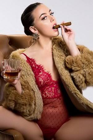 Whitney Wright With Cigar And Fur Coat