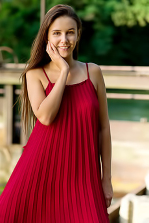 Alisa Amore In Slinky Wine-colored Dress