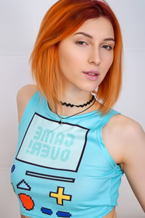 Elina Holm Skinny ginger girl excitingly poses and undresses
