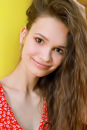 Anastasia Bella Unbuttoning Her Scarlet Dress To Reveal Her Perky Breasts