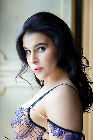 Pandora Red Seduction In Sexy Lingerie And Black Stockings