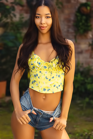 Lia Lin Shows Off Her Peachy Bottom In Bun-hugging Jean Shorts