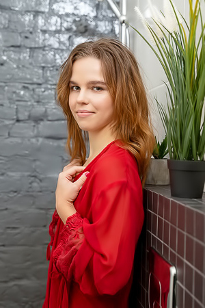 Alaya Teases With Scarlet Lingerie In A Steamy Shower Striptease