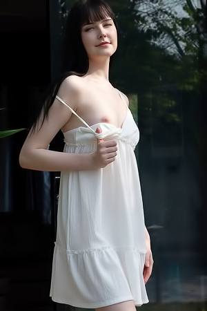 Amelia Riven Enticingly Strips To Heels On Patio Then Masturbates Indoors With Dildo Ecstasy